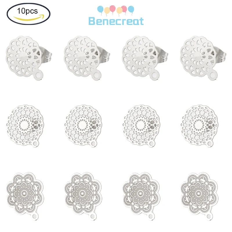 

10PC Flower Stud Earring Findings with Loop Earring Posts DIY Earring Components Earring Backs for DIY Earring Jewelry Making