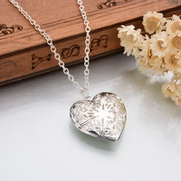 new fashion hollow heart shaped pendant necklace photo picture frame locket necklace romantic plated gold jewelry friend gift
