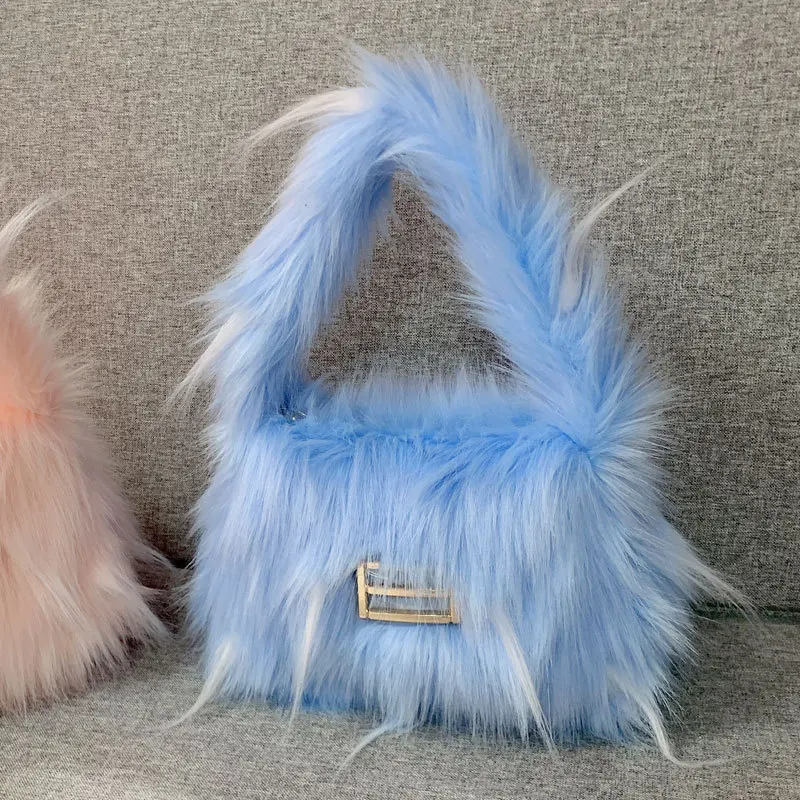 

European and American fluff bag, a popular handbag for women, new fashion, high-grade texture, fluffy underarm handbag
