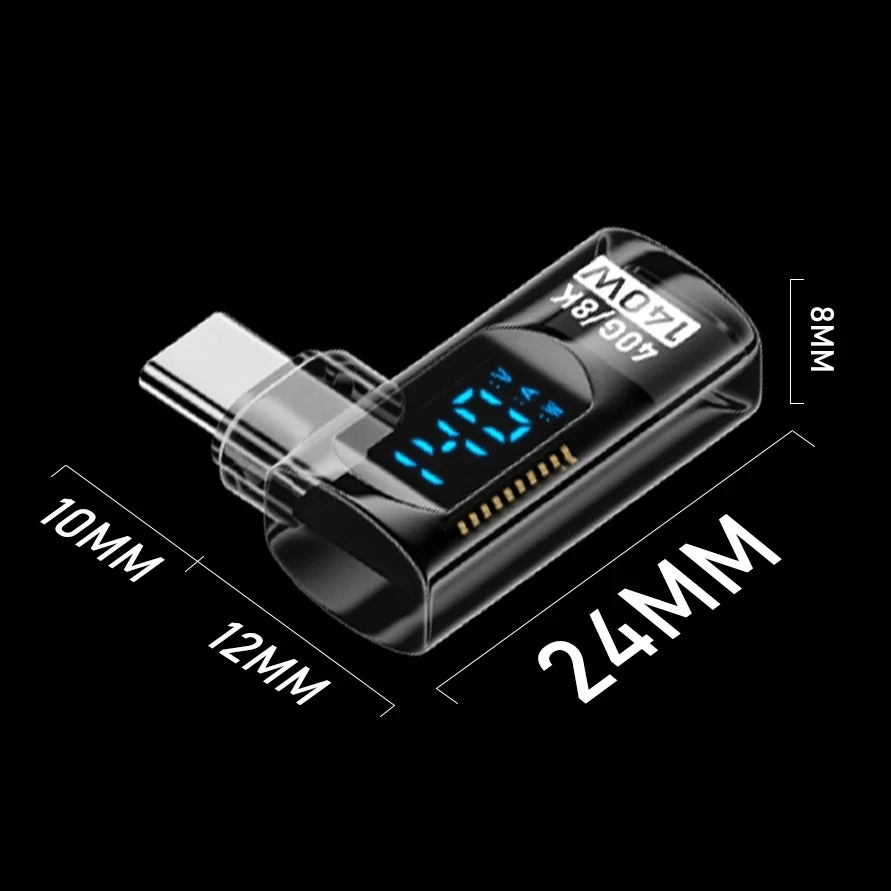 Фото 90-градусный адаптер USB C, прямоугольный адаптер типа C, передача данных 40 Гбит/с, PD 140 Вт, зарядка USB4, 8K, 60 Гц, видео для Thunderbolt 3/4 №5