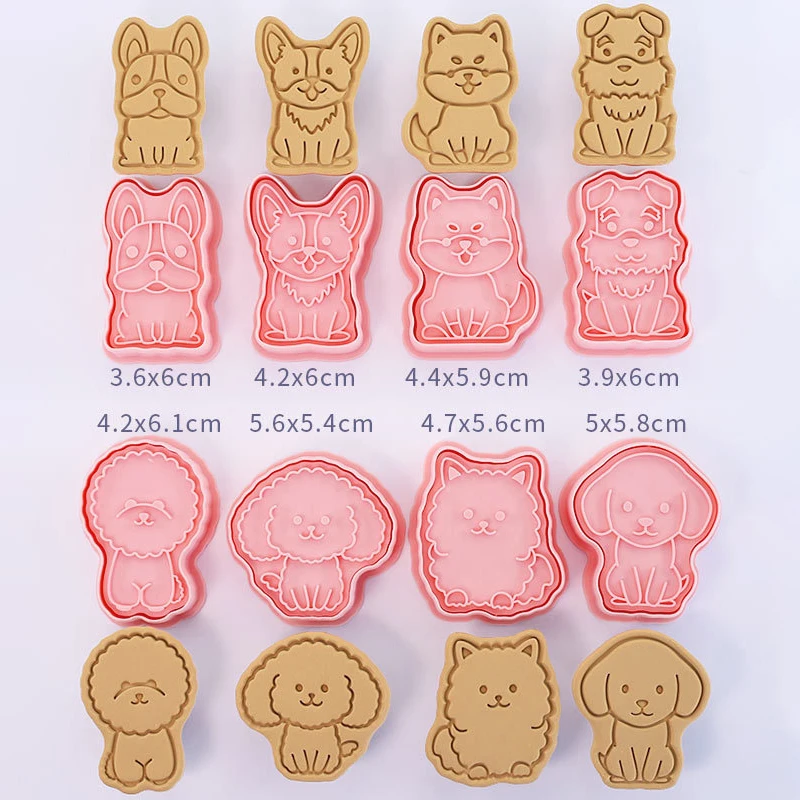 8 шт./компл. формочки для печенья в форме собаки пластиковые 3D мультяшные