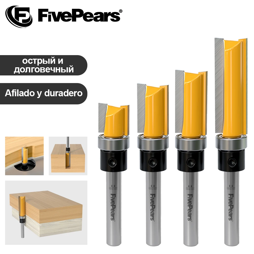 

FivePears Flush Trim Router Bit/Cutter，YG6X High Hardness Tungsten Steel Blade 6.35MM/6MM，Wood Router Bit/Wood Tools Woodworking