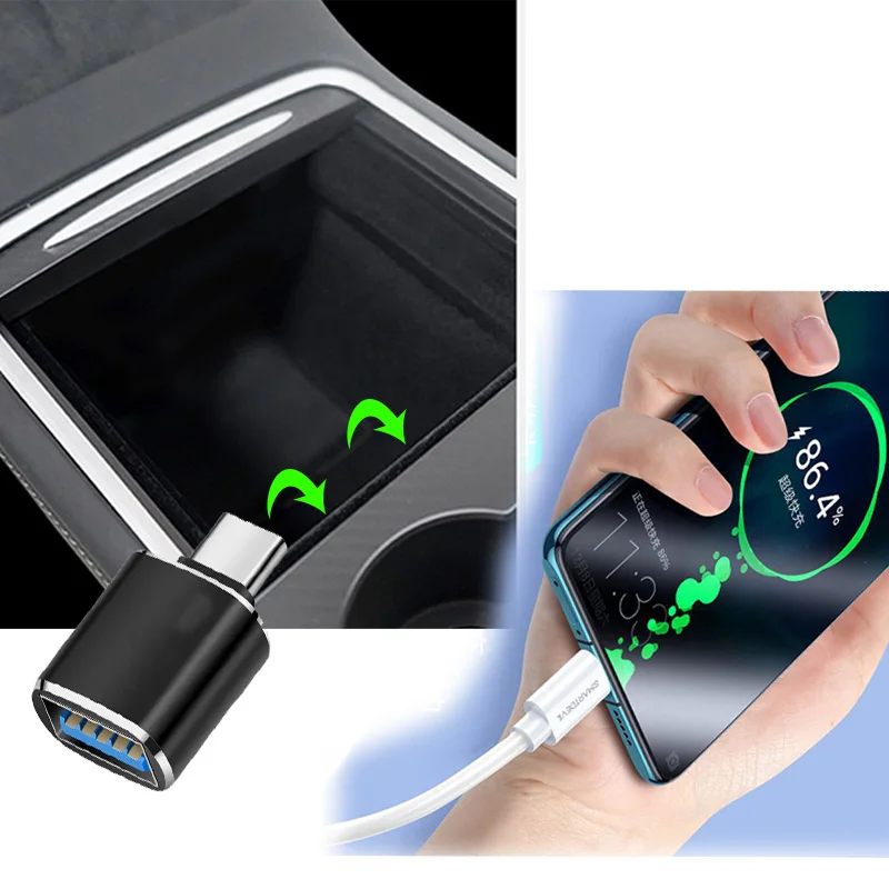 2 шт. автомобильный адаптер Type-C на USB 3 0 для интерфейса Tesla Model Y X S мини-конвертер