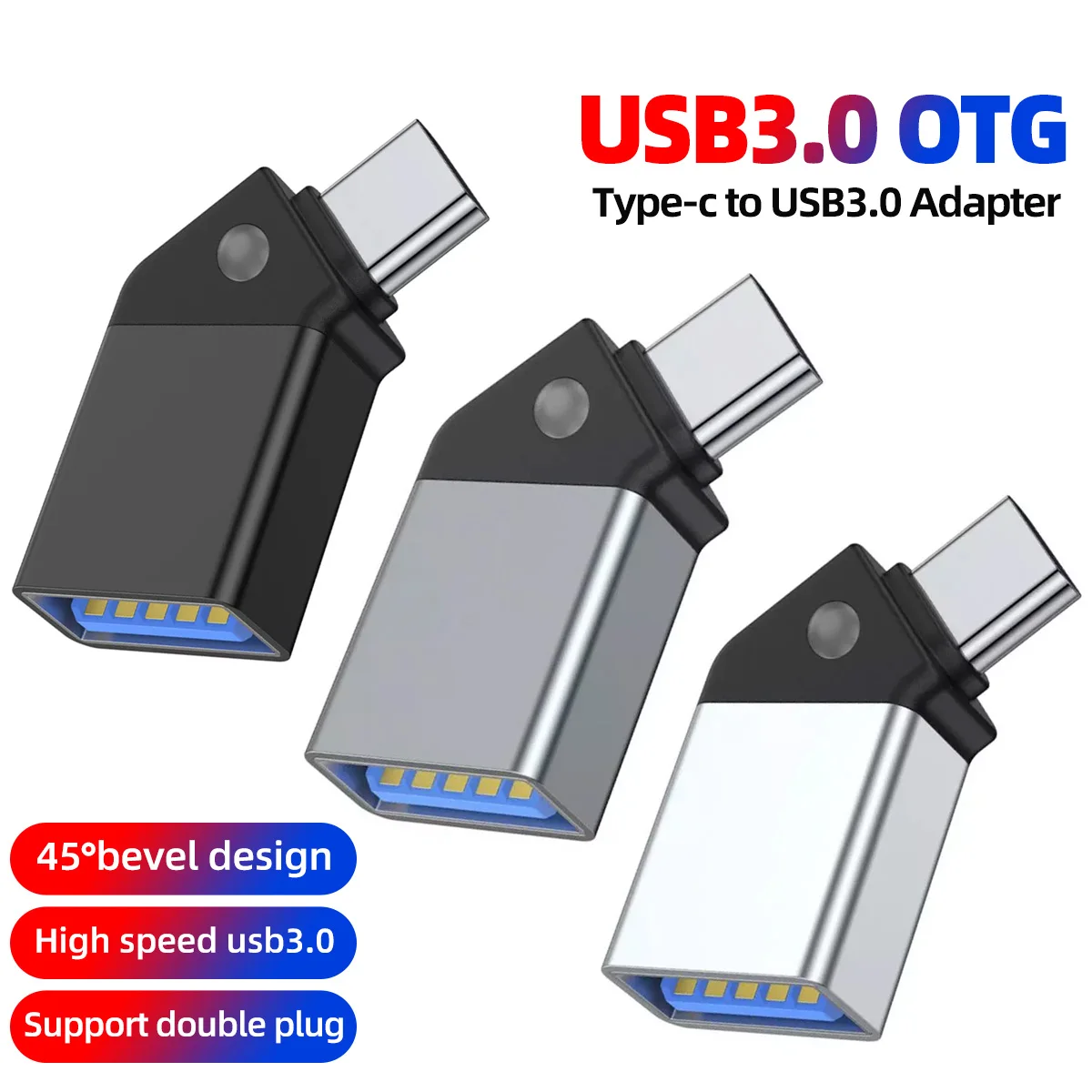 

USB Type C Adapter OTG 45 Degree USB-C Male To USB 3.0 Female Converter with Indicator for Mobile Phone Laptop OTG Connector