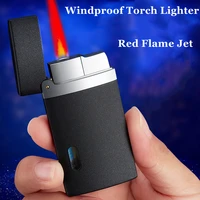 new torch red flame lighter jet metal windproof gas cigarette cigar luminous lighter inflated smoking accessories gadgets