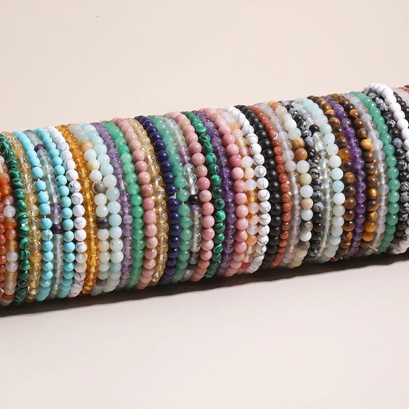 

1pc 4mm Energy Bead Bracelet Natural Tiger Eye Lapis Lazuli Stone Bracelet Women Men Round Stone Elastic Bracelet Yoga Jewelry