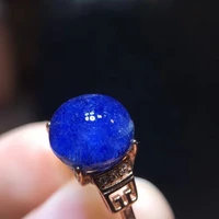 natural blue rutilated dumortierite quartz oval adjustable ring 9 59 4mm crystal 925 sterling silver woman ring jewelry aaaaa