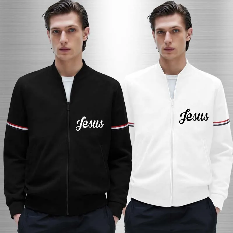 

Мужская модная бейсбольная куртка с принтом Иисуса Христа, свободная темпераментная спортивная куртка, однотонная куртка на молнии на осень и зиму