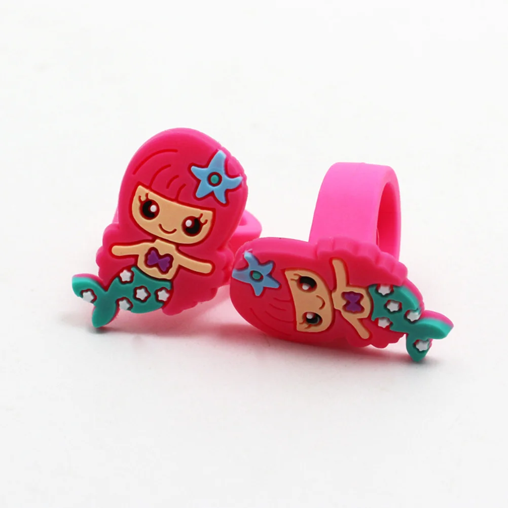 

24pcs Mermaid Shape Rings PVC Children Rings Adorable Decorative Jewelry Birthday Party Favors Gifts for Kids Cute things Toy