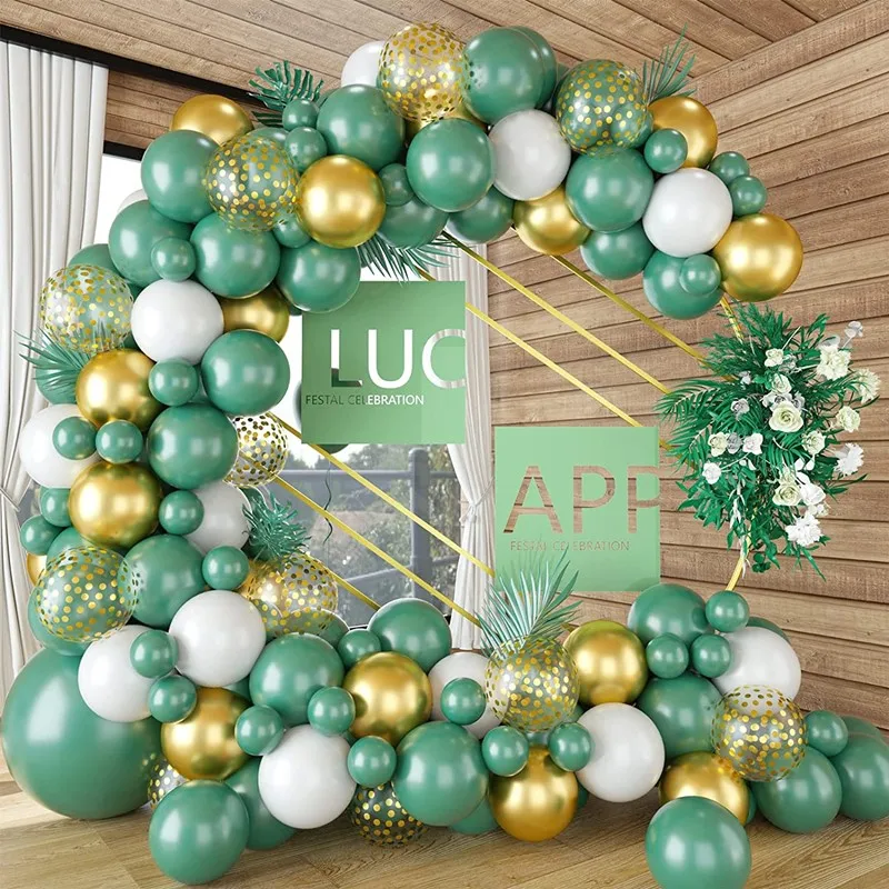 Macaron Green воздушные шары-гирлянды с золотыми конфетти шары из латекса набор для