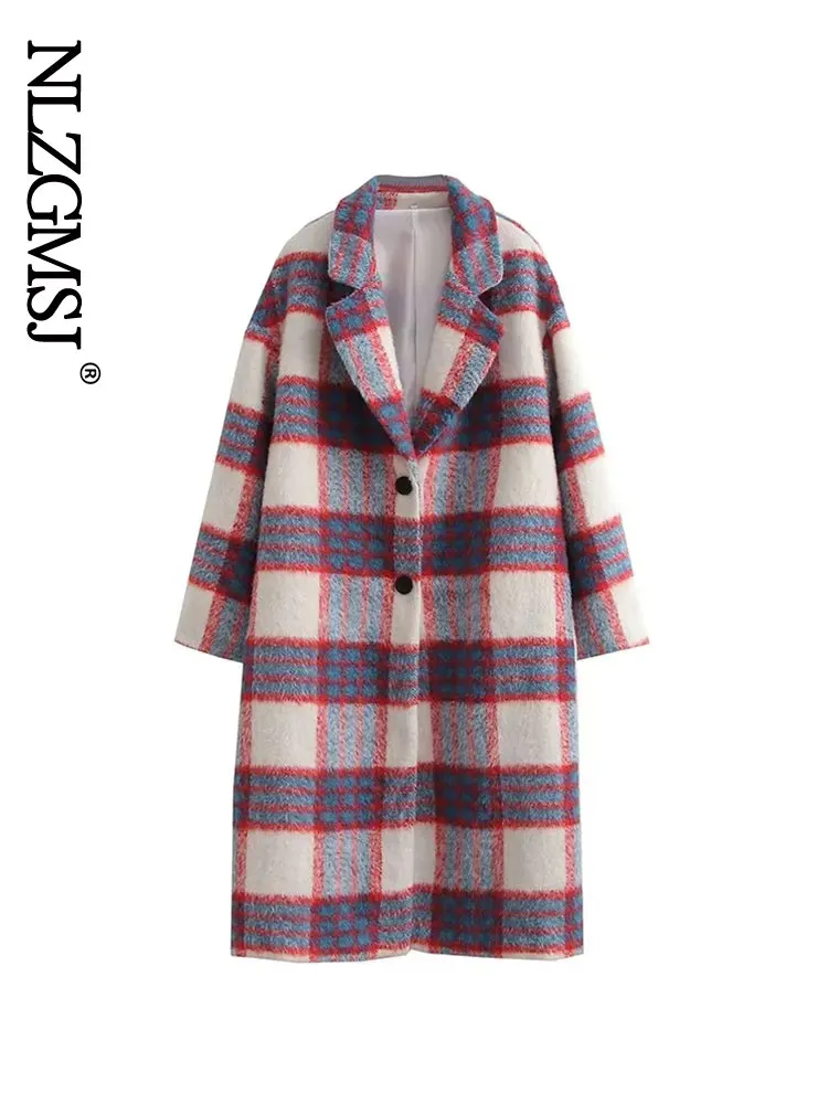

Пальто женское зимнее в шотландскую клетку, с длинным рукавом
