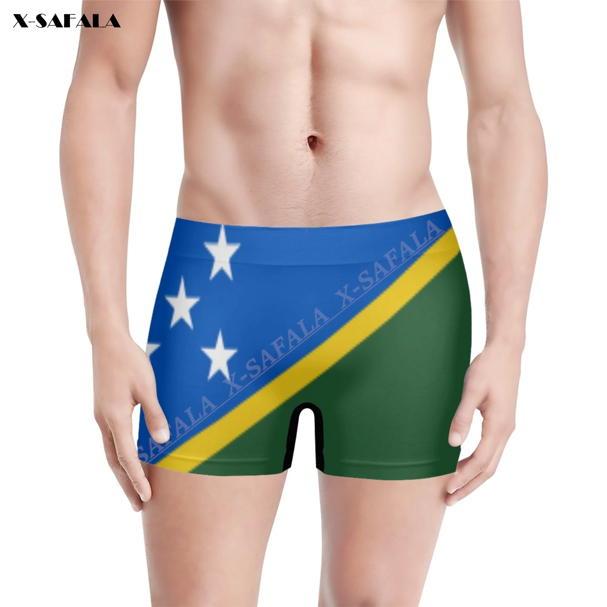 

Ghana Solomon Guyana Flag 3D Printing Breathable Men's Underwear Shorts Seamless High Elastic Swimwear Beach Swimming Trunks