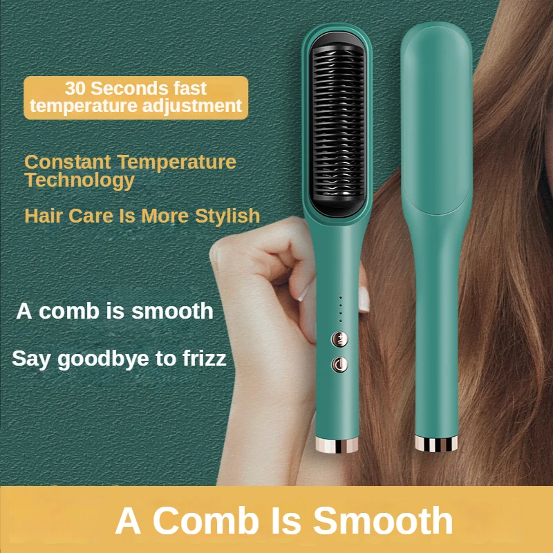 

2 in 1 Electric Professional Negative Ion Hair Straightener Brush Curling Comb Hair Curling Tools Hot Comb Constant Temperature