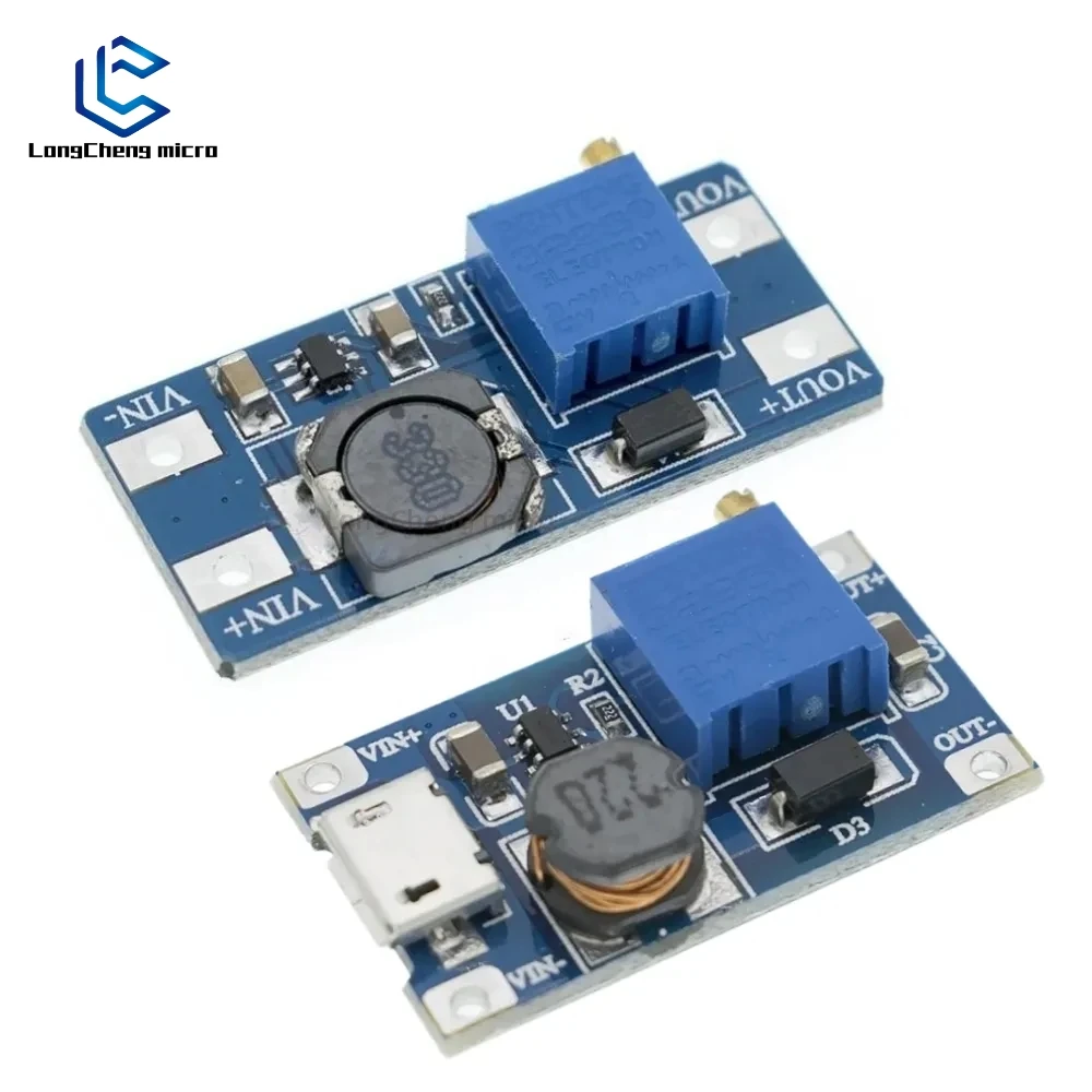 1PC MT3608 DC-DC Adjustable Boost Module 2A Boost Plate Step Up Module with/without MICRO USB 2V-24V to 5V 9V 12V 28V