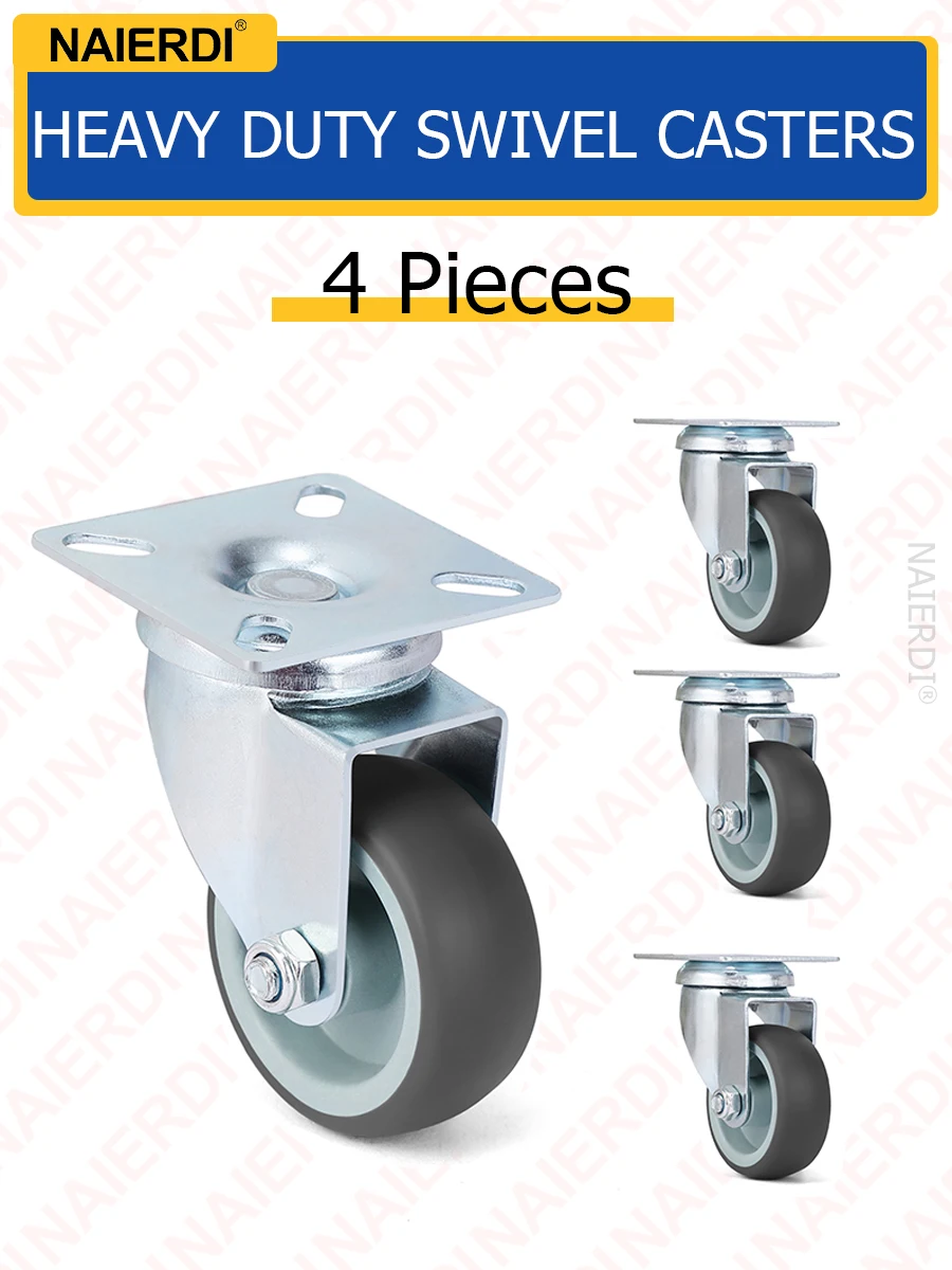 

NAIERDI Мебельные ролики 2 дюйма с тормозом 4/8/12 шт