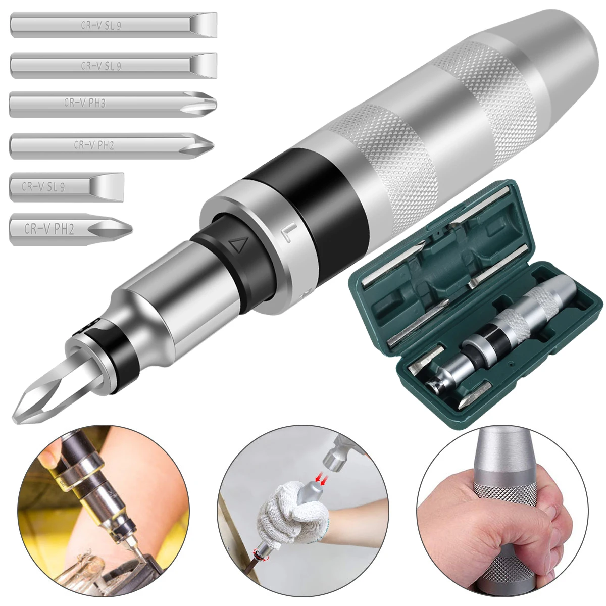 

New 7Pcs Impact Screwdriver Set Shock Screw Bits Metal Shock Screw Driver Chisel Bits Multifunctional Screw Extractor Remover