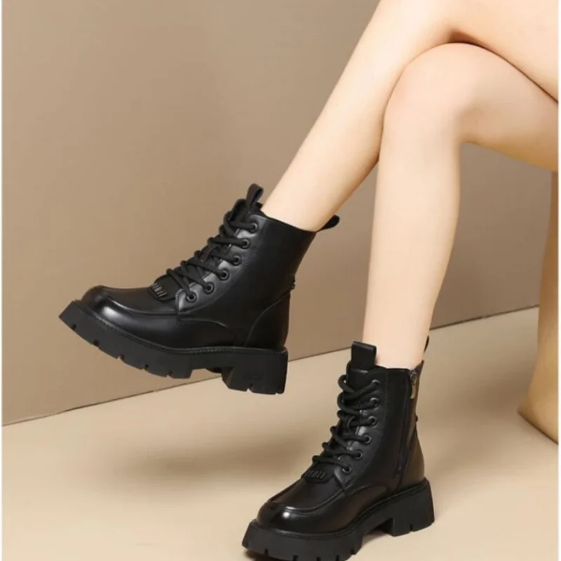 Меховые зимние сапоги со встроенным мехом женские из шерсти зимняя бархатная