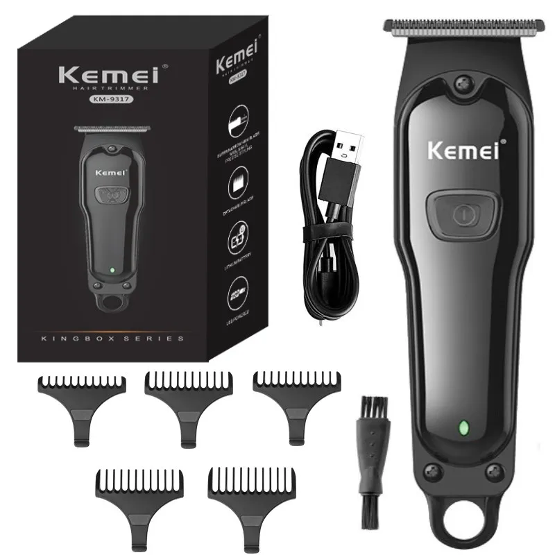

Электрические триммеры для волос Kemei, Беспроводная Машинка для стрижки волос с T-образным лезвием, мощная перезаряжаемая машинка для парикм...