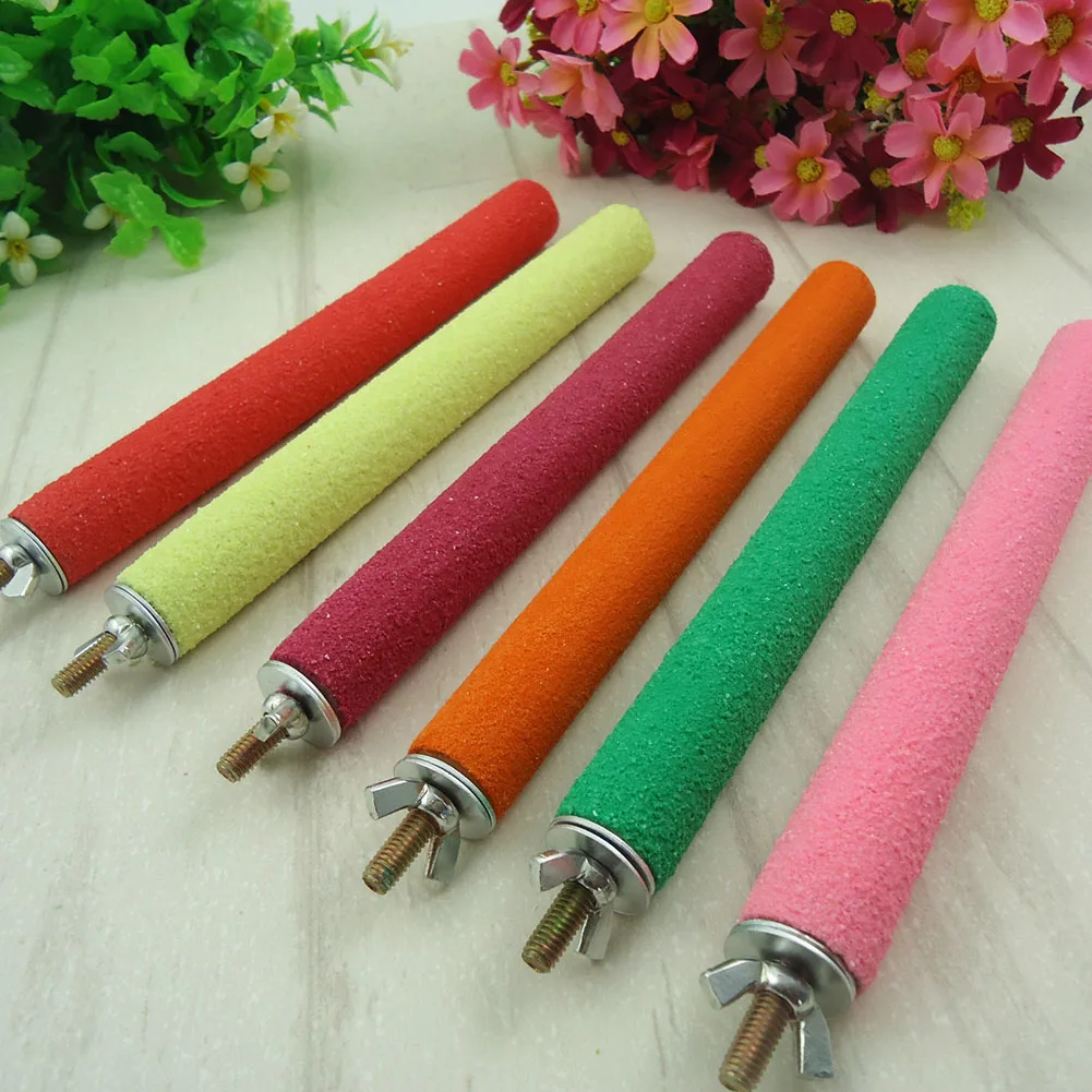 

1pcs Pet Bird Cage Perches Stand Platform Chew Toy Parrot Perches Paw Grinding Clean Toys For Parakeet Pet Products Color Random