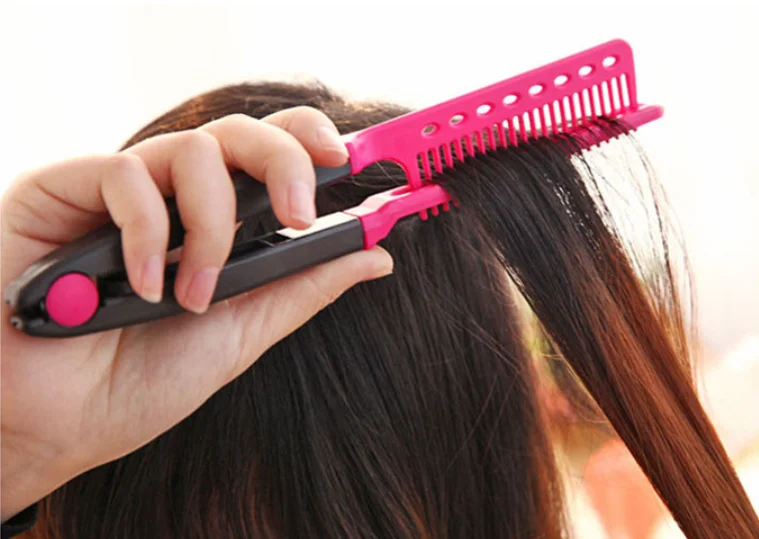 Расческа плоская для выпрямления волос салонная укладки V-образный выпрямитель 2