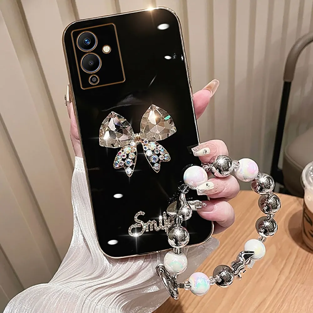 Жемчужный бант на запястье для Infinix Note 12 Pro Чехол телефона X671B Мягкая силиконовая