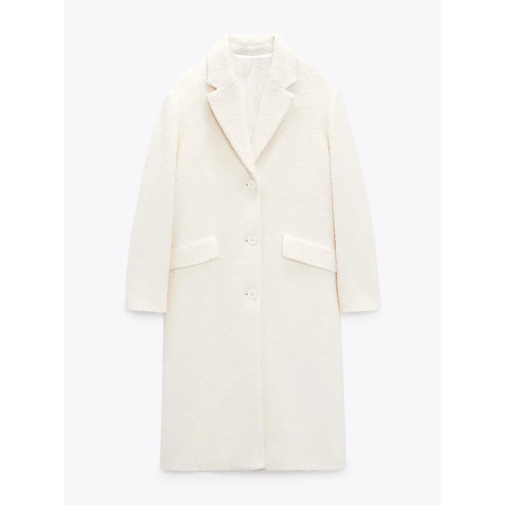 

Women 2022 New Fashion Woolen Blended Coat Coat Retro Lapel Long Sleeve Double Breasted Pocket Female Outerwear Chic Top Mujer