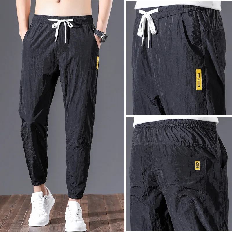 

Varsanol Spring Mens Pants Breathable Joggers Trousers Pants Fashion Streetwear Full Length Pencil Pants Nylon Oversized 28-38
