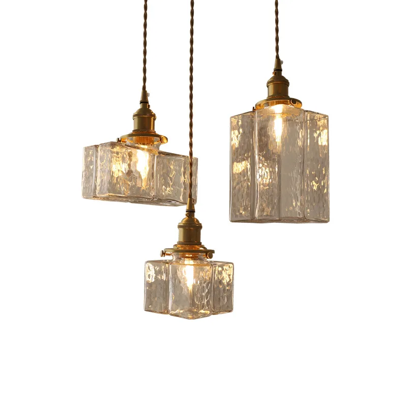 

Japanese retro glass chandelier Nordic minimalist B&B bedside luxury creative restaurant balcony porch brass lamp