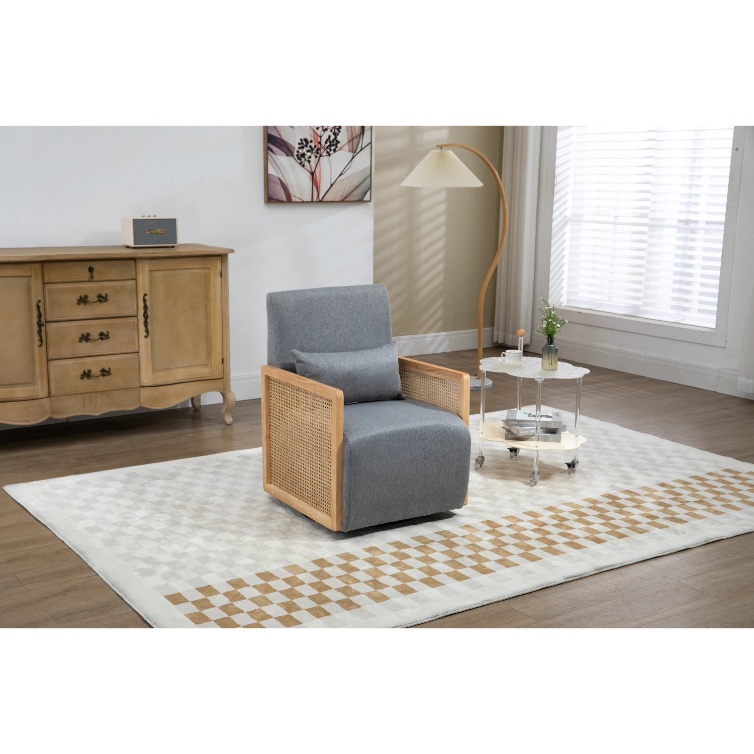 COOLMORE Современный стул с акцентной обивкой из льна для гостиной спальни