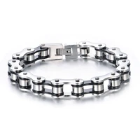 fashion mens charm bracelets black biker bicycle motorcycle chain link bracelets for men stainless steel punk jewelry gift