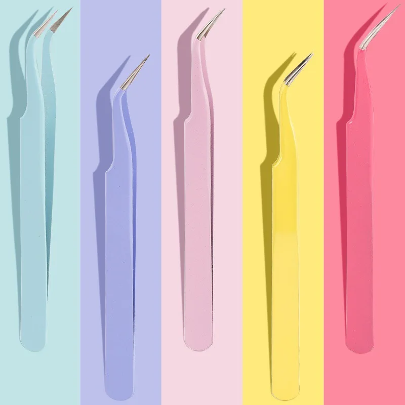 

Eyelash Tweezers Set of 2 PCS Nail Art Tweezers Set Nail Rhinestone Picker Decal Decor Picker Eyelash Extension Blackhead