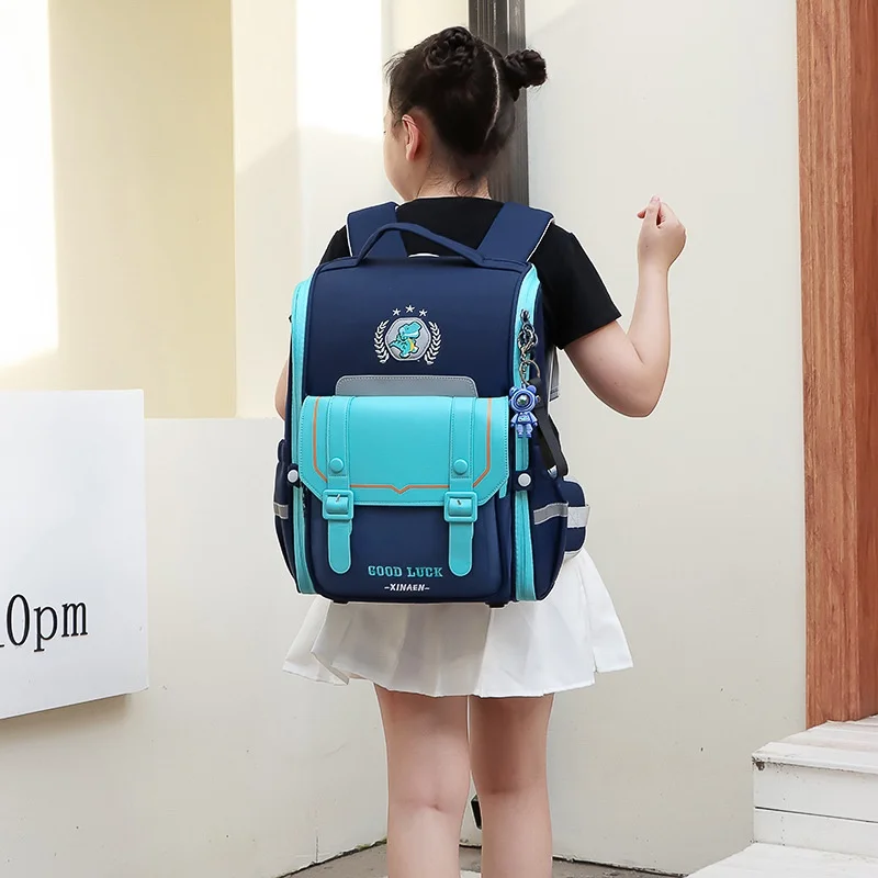British Style Primary Children Fashion Rabbit Backpacks New Grade 1-6 High-capacity Panelled Schoolbags for Girl Boy with Belts