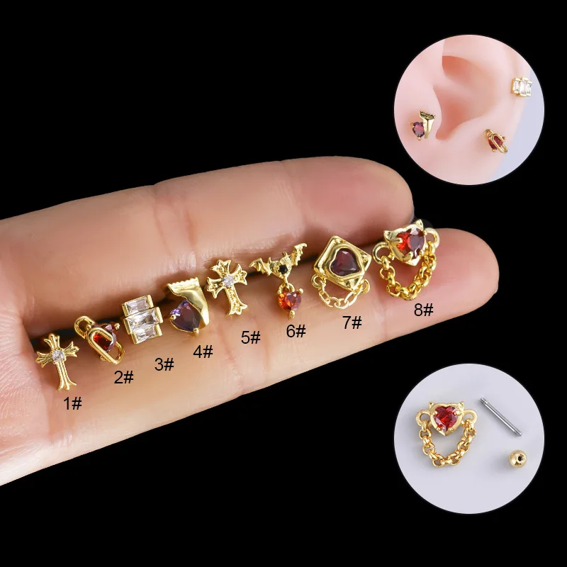 

Fashion 316 Stainless Steel Mini Zircon Cartilage Piercing Stud Earring For Women Helix Tragus Piercing Korea Body Jewelry 1 Pcs