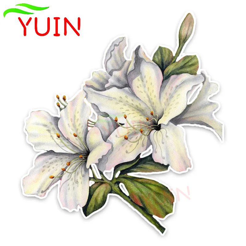 

YUIN Interesting Lily Flower Car Sticker High Quality Art Fantasy Style Cars Accessories PVC Decorative Waterproof Decal 12*11cm