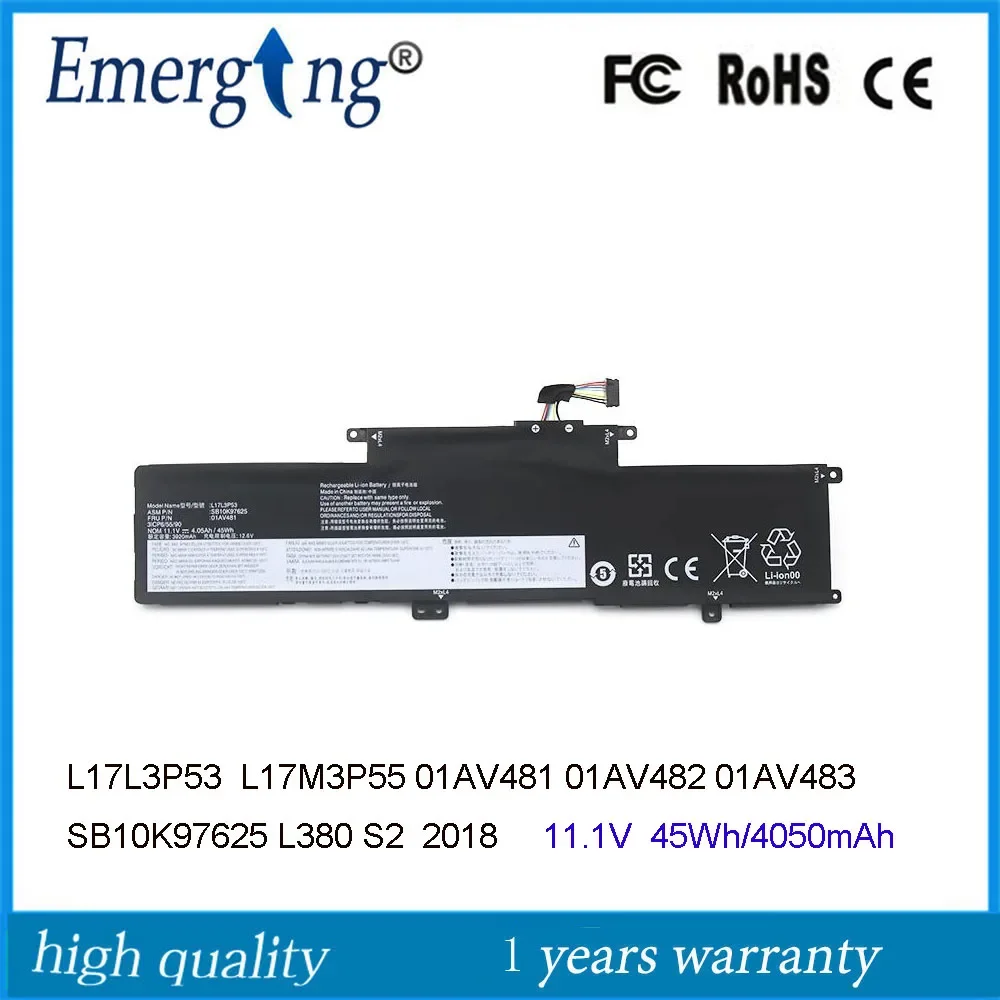 11 1 В 45 Втч L17L3P53 Аккумулятор для ноутбука Lenovo ThinkPad L380 Yoga S2 2018 L17M3P55 01AV481 01AV482 01AV483