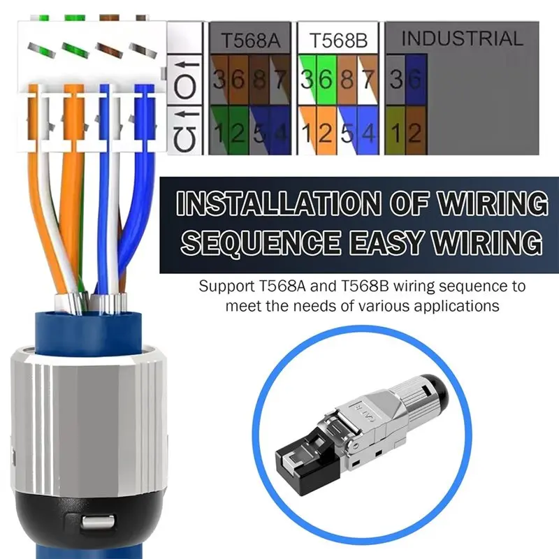 Фото M52K-LAN Ethernet для жесткого разъема RJ45 10 Гбит/с, установка сетевого кабеля CAT 8, AWG 22-26 №4