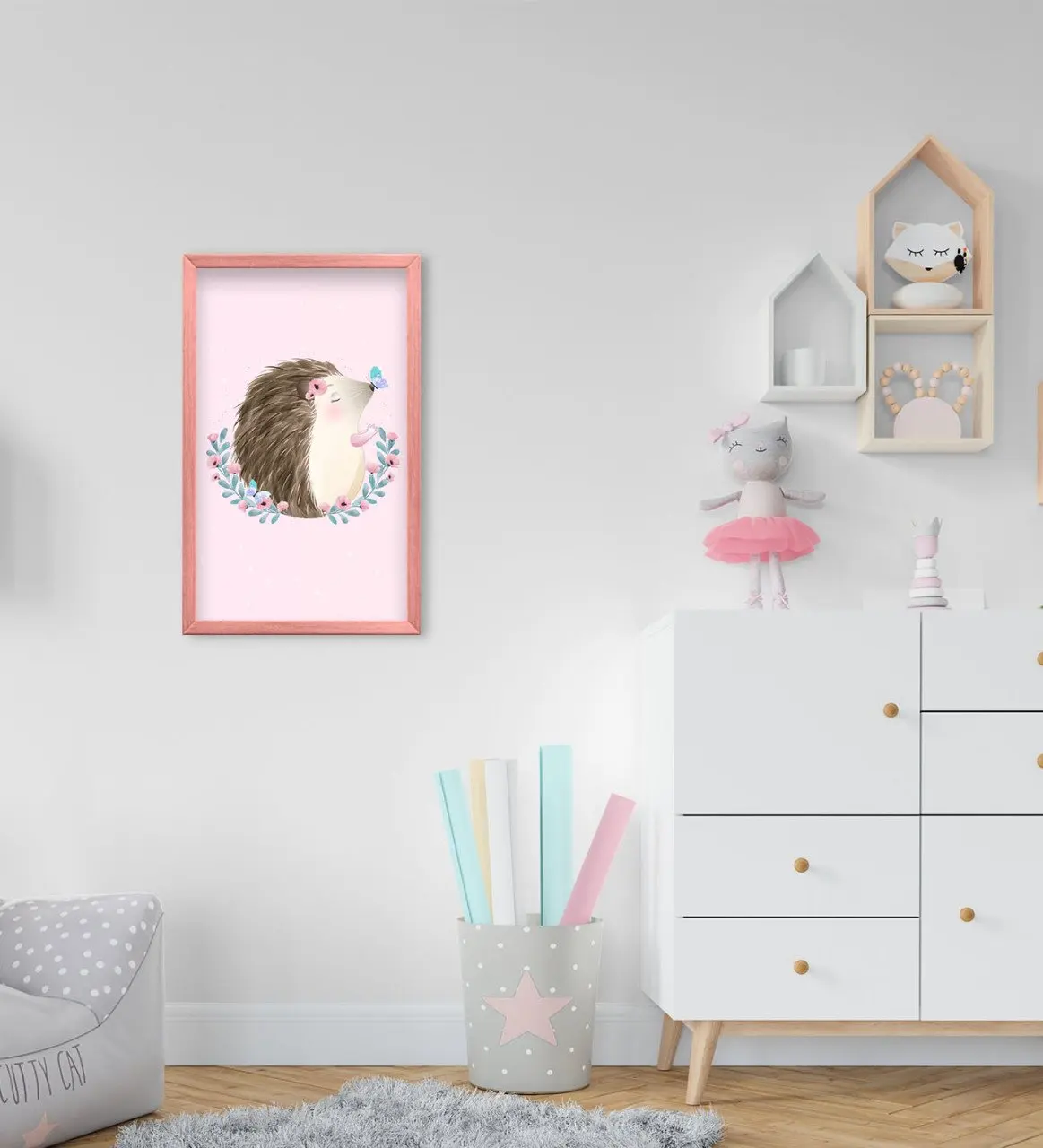 

BK дома милого Ежика дизайн декоративные розовый деревянной рамке в детской комнате Tablo-2