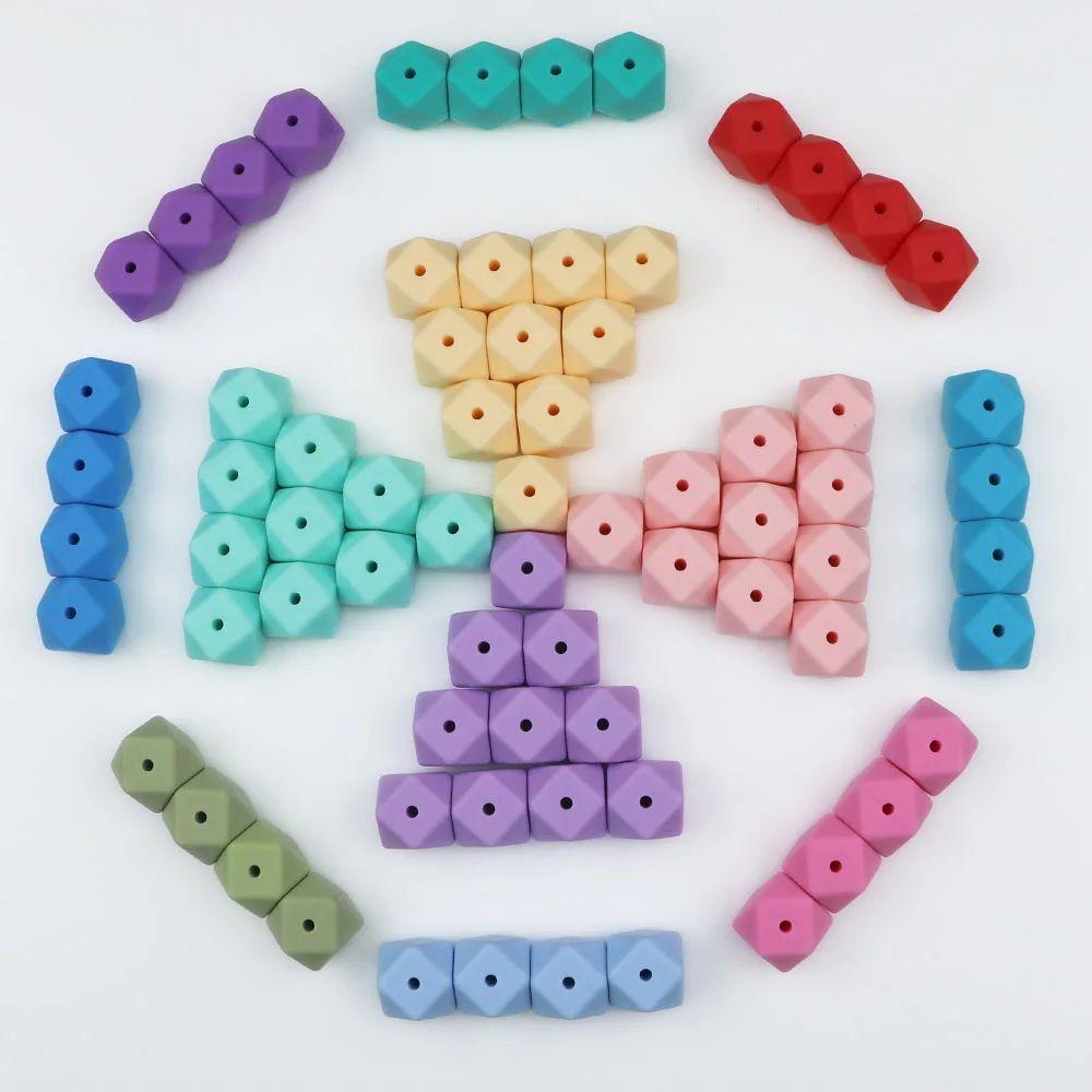 

Sunrony 30Pcs Silicone Beads Hexagon 14mm Food Grade Teething Ring DIY Pacifier Clip Necklace Baby Teether BPA-Free