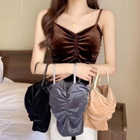 hot girl small sling beauty back vest women with chest pad autumn and winter new outdoor inner velvet top sexy y2k fashion