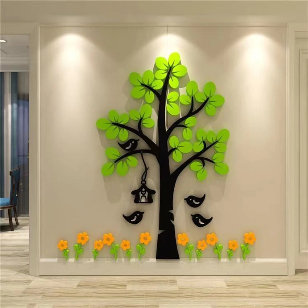 

Acrylic 3d wall sticker paper living room bedroom sofa TV background big tree wallpaper self-adhesive decorations