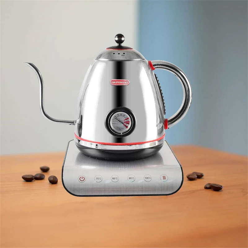 

Stainless Steel Coffee Pot Kettle Fine Mouth Pour Over Coffee Tea Kettle Brew Coffee Pot Thermostatic Digital Kettles 1.2L