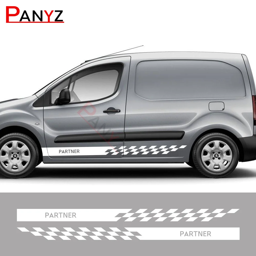 

2PCS Car Door Side Stickers For Peugeot Partner Camper Cargo Van Parts Tuning Auto Accessories LIne Graphics Vinyl Decals