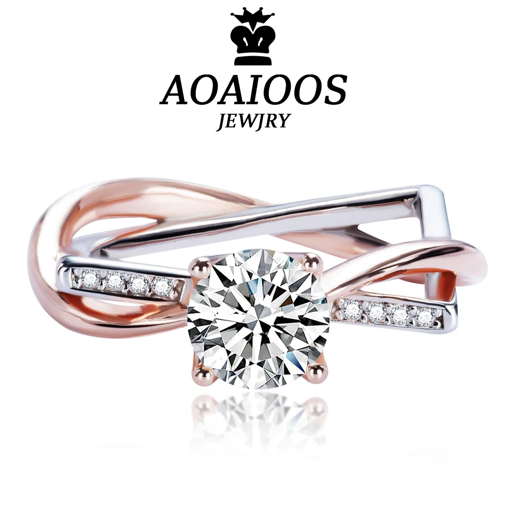 

AOAIOOS Jewelry Anillos Mujer ring silver 925 rings for women bague femme luxe Moissanite wedding jewelry