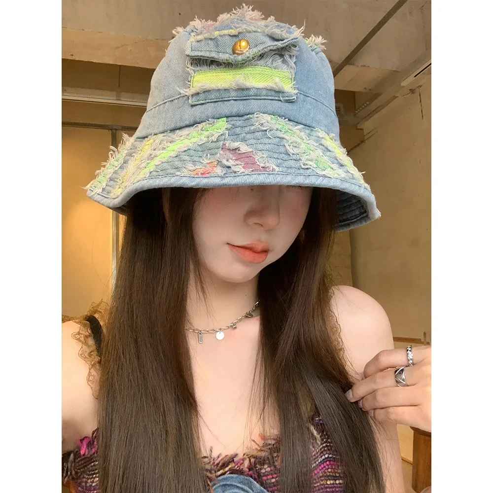 Женская джинсовая рыболовная шляпа на весну и лето Универсальная