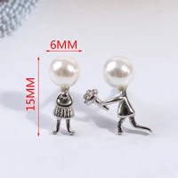 new creative sweet diamond studded asymmetrical pearl earrings romantic proposal cartoon doll earrings fashion gift