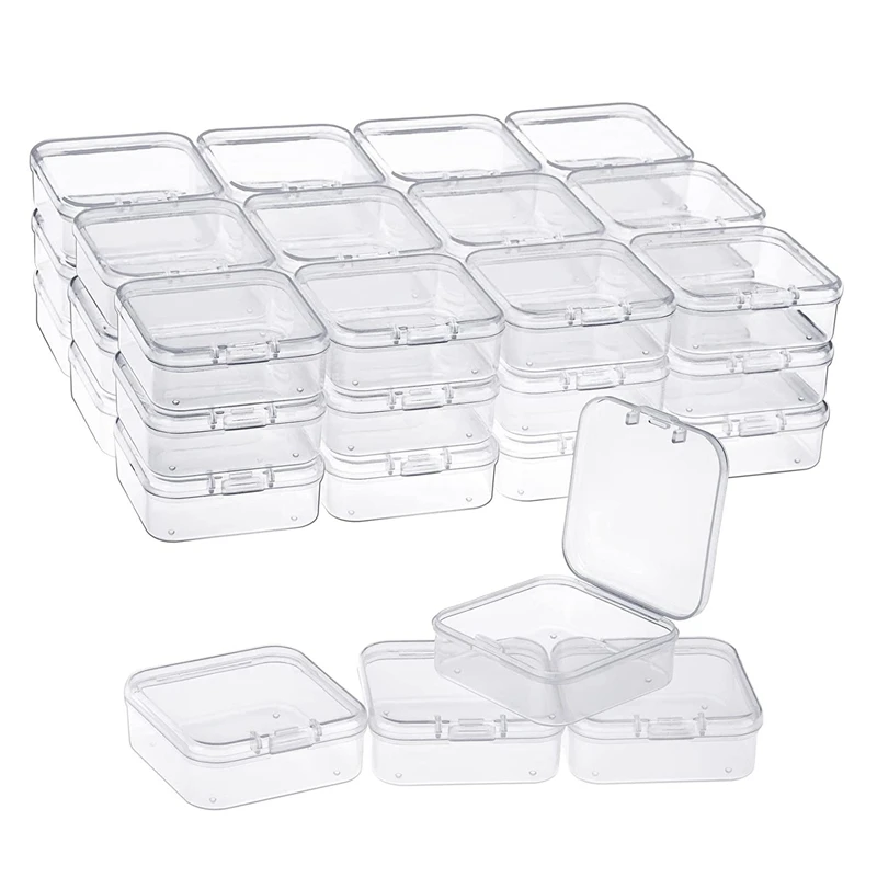 

40 Pack Pack Clear Plastic Beads Storage Containers Box With Hinged Lid For Small Items, Diamond, Beads (2.2X2.2X0.79In)