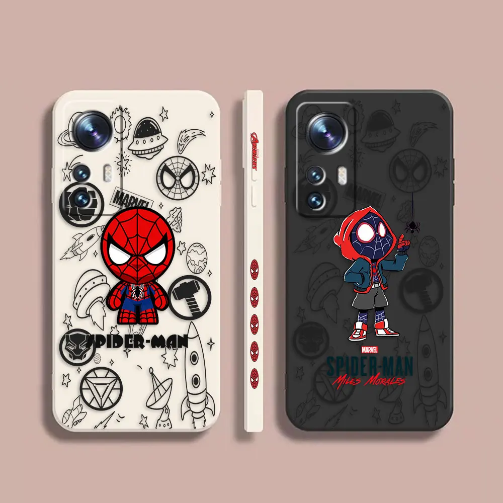 

Phone Case For Xiaomi 13 12 12T 12S 11 11T 10 10S 9 8 Pro Ultra Lite Case Funda Cqoue Shell Capa The Avengers Cartoon Spider-Man
