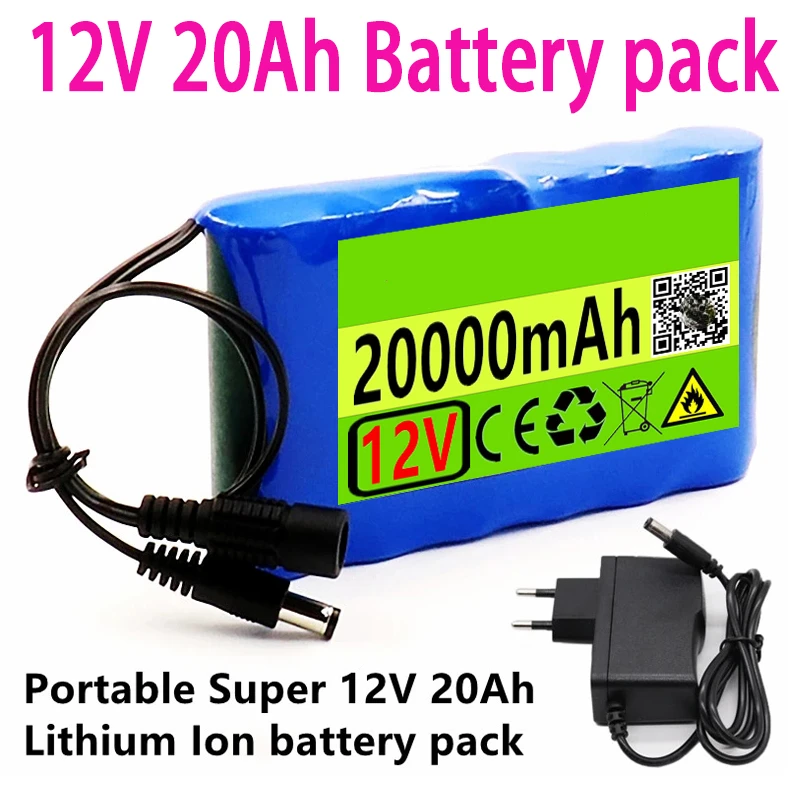 

Оригинальный литий-ионный перезаряжаемый аккумулятор 12 в 20000 мАч постоянного тока 12,6 в 3S2P E-Scooter E-bike Light Camera CCTV, источник питания для монитори...