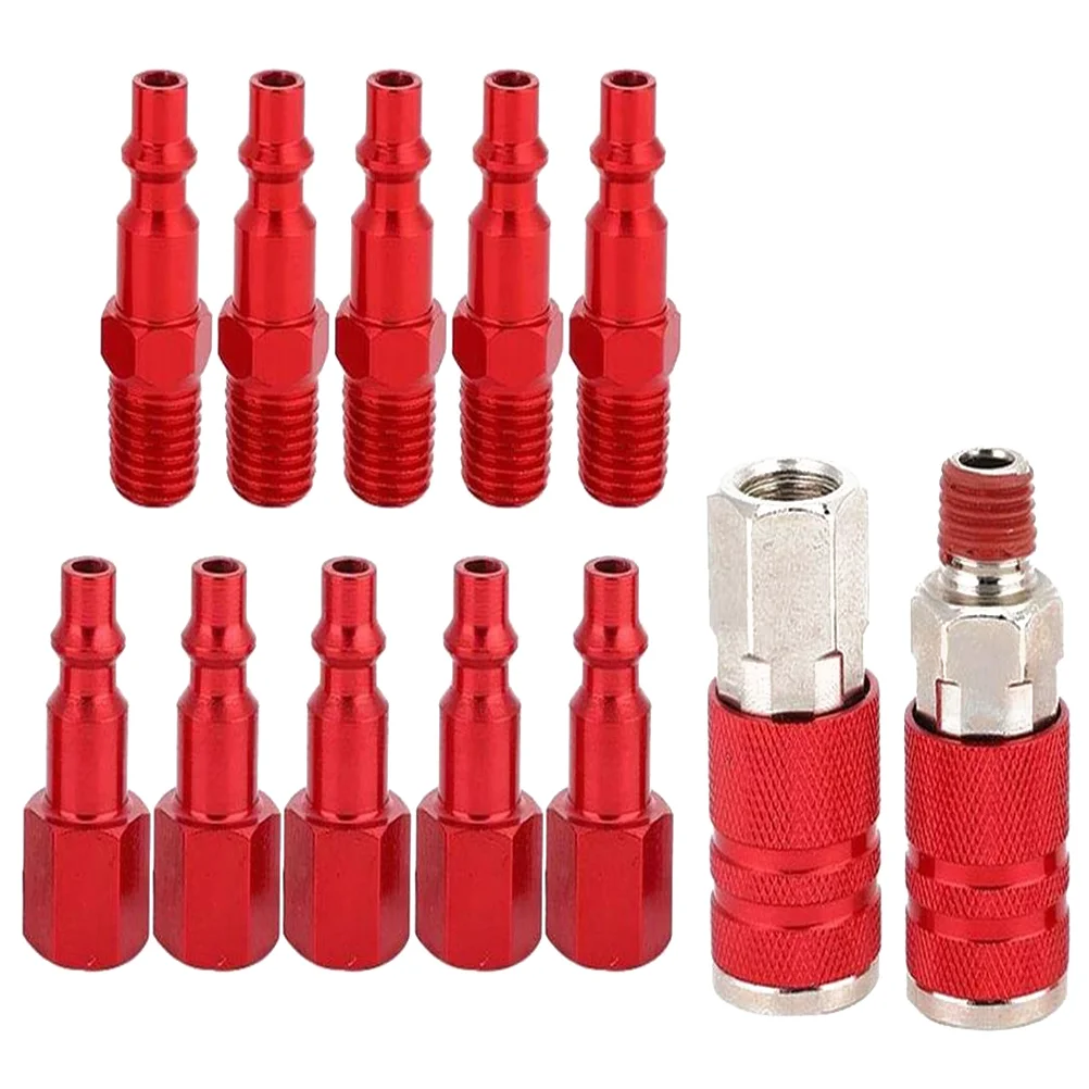 

12 шт Профессиональные 1/4NPT алюминиевые американские быстроразъемные муфты (серебристо-красный)