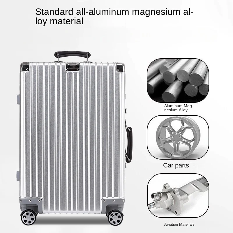 100%Aluminum Magnesium Suitcases  Luggage Female Boarding Trolley Case Password 20-Inch Travel with Wheels Free Shipping
